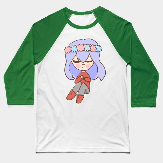 Cute Dreaming Little Girl Baseball T-Shirt by UwU Kitty